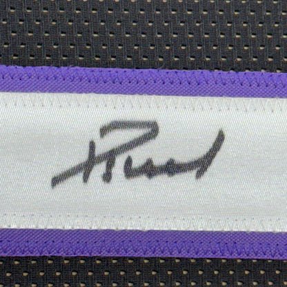 Framed Autographed/Signed Domantas Sabonis 35x39 Sacramento Black Basketball Jersey Beckett BAS COA