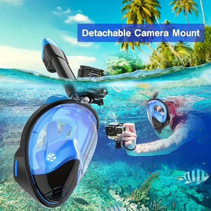 Full Face Snorkel Mask Snorkeling Swimming Diving Mask with Detachable Camera Mount Wide View Anti-Fog Anti-Leak for Adult Youth