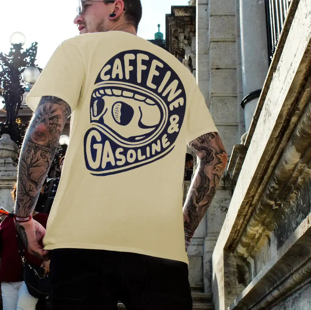 Caffeine & Gasoline Graphic Cotton T-shirt Unisex