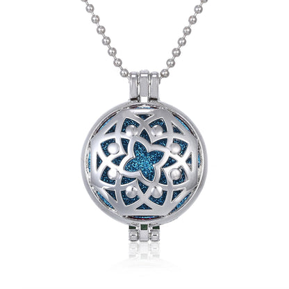 New Aromatherapy Diffuser Necklace Vintage Flower Butterfly Open Locket Aroma Pendant Perfume Essential Oil Diffuser Necklace