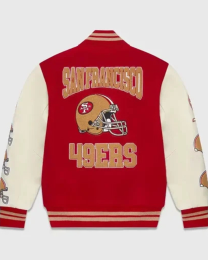 Ovo San Francisco 49ers Red And White Varsity Jacket