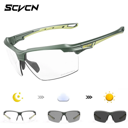 SCVCN Photochromic Bike Glasses UV400 Men Women Cycling Sunglasses MTB Mountain Outdoor Sports Eyewear Driving Fishing Camping