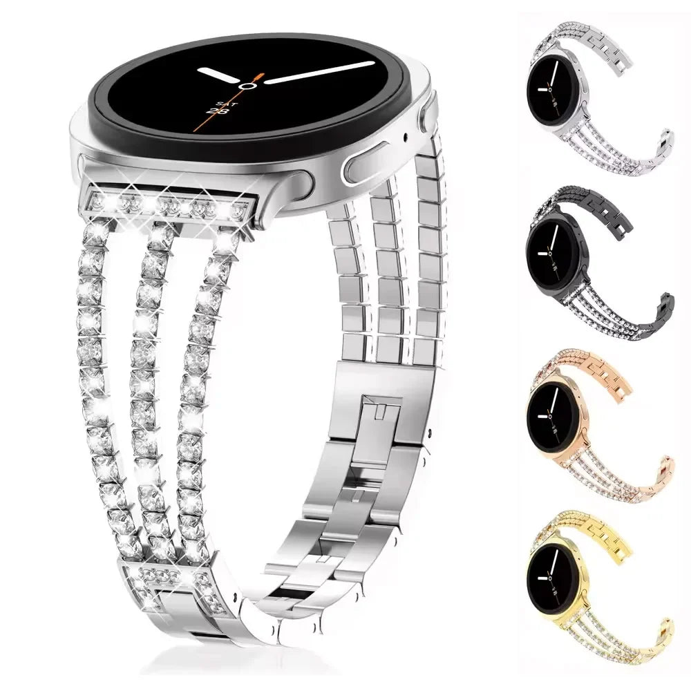 Samsung Galaxy Watch8, 8 Classic & 9 Rhinestone Double-Chain Bracelet