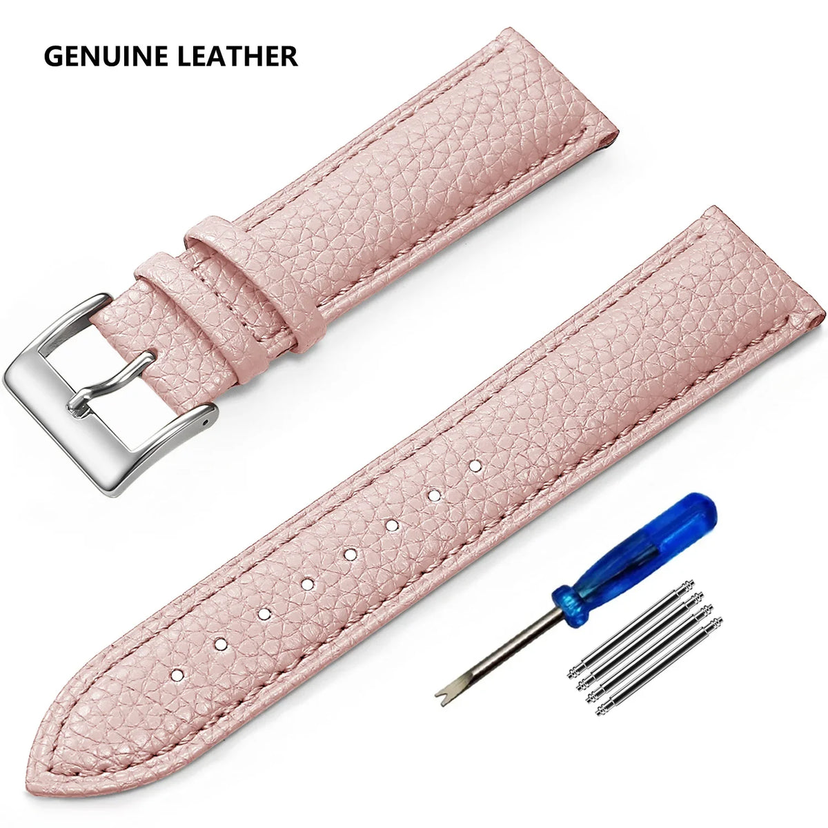 Samsung Galaxy Watch 7, 6, 5, 4 & FE Grained Leather Band, Spring Bars & Tool
