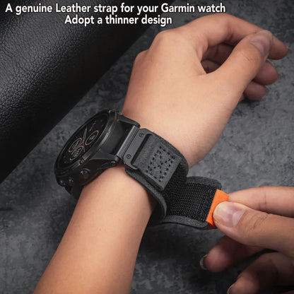 Garmin QuickFit 20/22/26mm Leather Hook-and-Loop Band