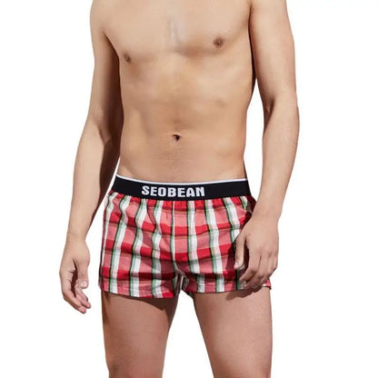 SEOBEAN Classic Plaid Mens Boxer Shorts 100% Cotton Underwear Boxershorts