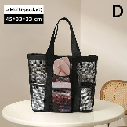 Mesh Portable Storage Bag Hanging Shower Toiletry Bag Bathroom Accessories Capacity for Beach,Swimming,Gym, Travel Essentials