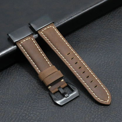 Garmin QuickFit 22/26mm Stitched Leather Buckle Band