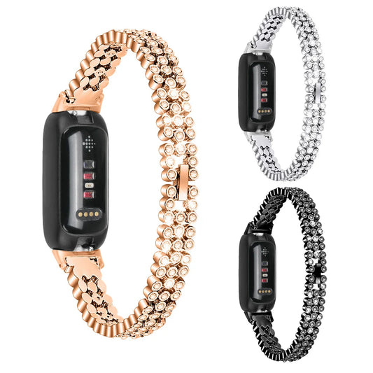 Fitbit Inspire 3 Metal Strap - Elegant Bling Design Bracelet