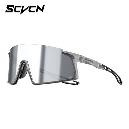 SCVCN Men Women Outdoor Sports Photochromic Running Casual Goggles MTB Bike Glasses UV400 Hiking Eyewear Cycling Sunglasses