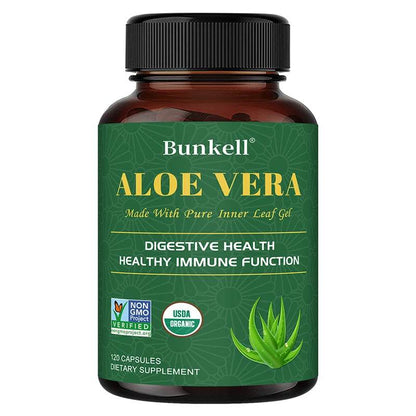 Aloe Bioactive Organic Leaf Supplement - Organic Freeze Dried Aloe 180 mg, Detox Cleanse, Gut Health, 120 Capsules