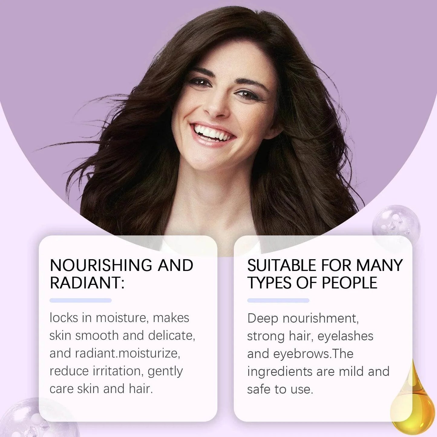 Black Castor Oil Essential Oil Makes Hair Smooth and Shiny. Multi-effect Care Essential Oil Suitable for Body Hair and Eyelashes