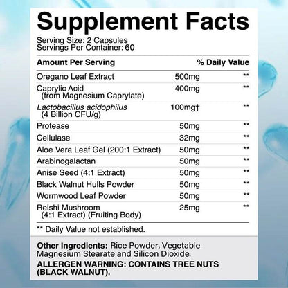 Candida Advanced Complex, Intestinal Supplement, Digestive Support, Constipation, Weight Loss, with Probiotic Digestive Enzymes