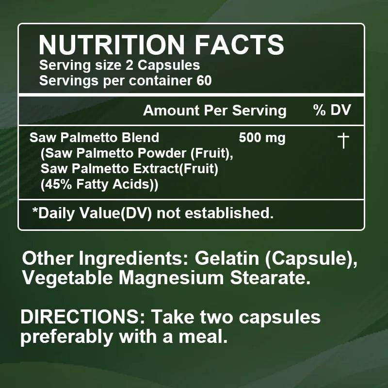 BEWORTHS Saw Palm Capsules Support Male Prostate Health ,Urinary Tract Health Enhance Vitality Support Hair health Hair Growth