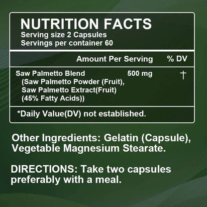 BEWORTHS Saw Palm Capsules Support Male Prostate Health ,Urinary Tract Health Enhance Vitality Support Hair health Hair Growth