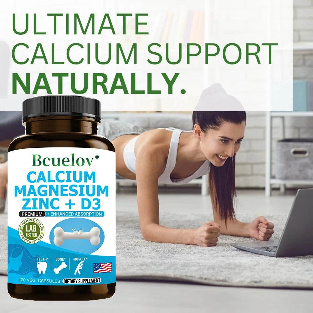 Calcium Magnesium Zinc Vitamin D3 Supplement, Helps Bones, Muscles and Nerve Function, Immune Function and Overall Health
