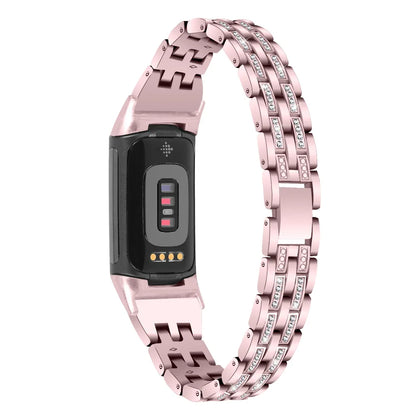 Fitbit Charge 5 6 Metal Band - Stylish Diamond Strap