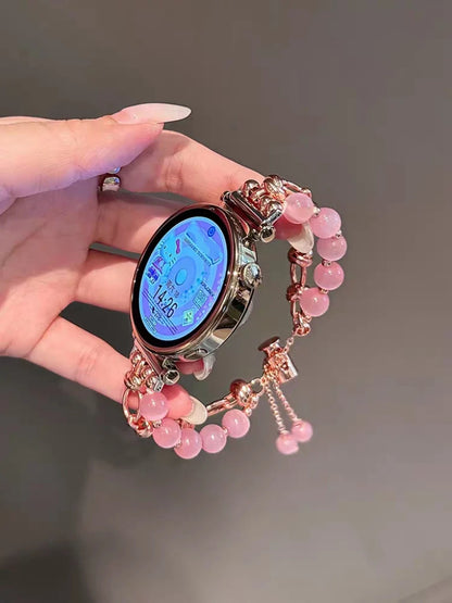 Samsung Galaxy Watch 7, 6, 5, 4 & FE Women's Pearl Chain Bracelet