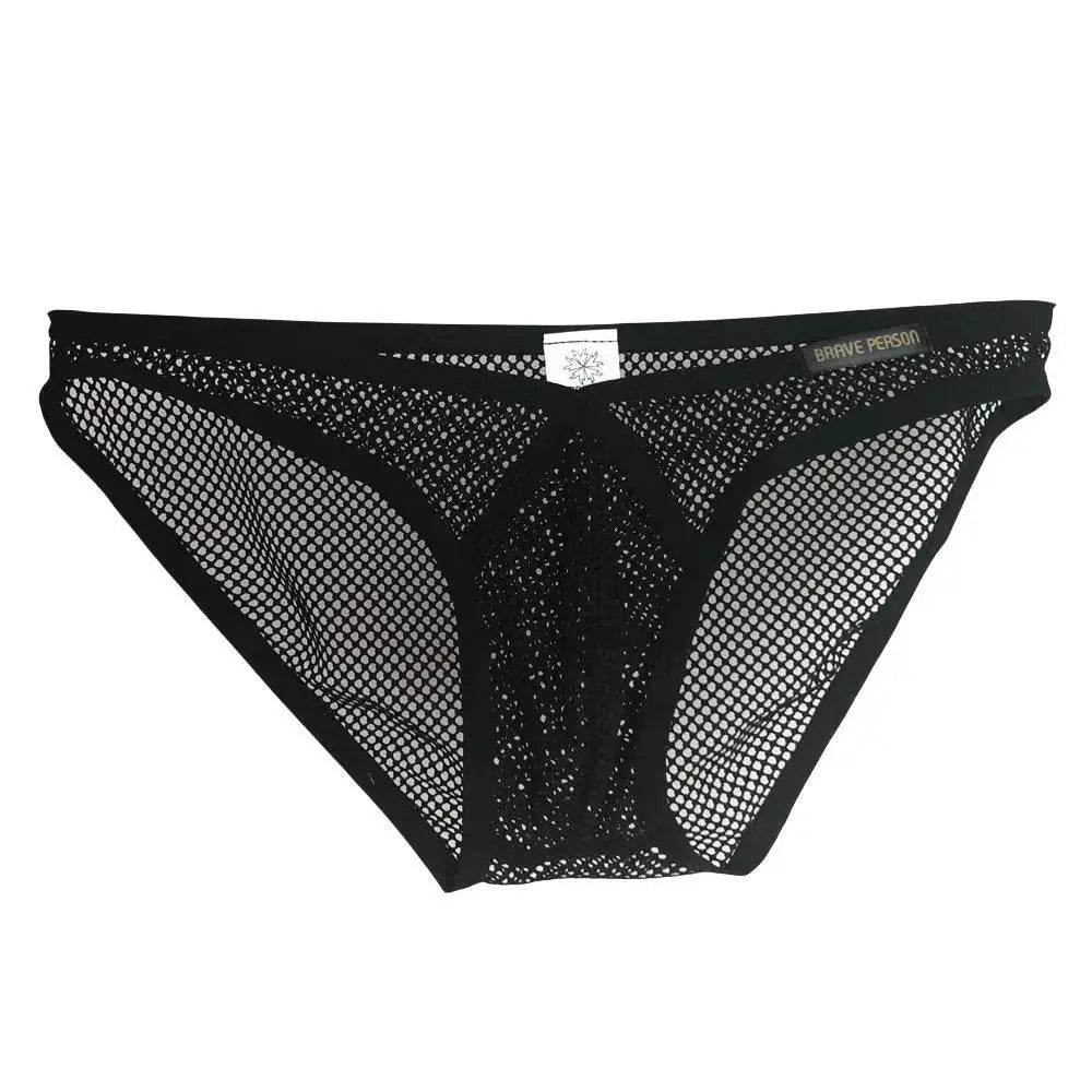 BRAVE PERSON Briefs for Men Underwear Sexy Transparent Underwear Low waist V-type Mesh Briefs Men Underpants B1149