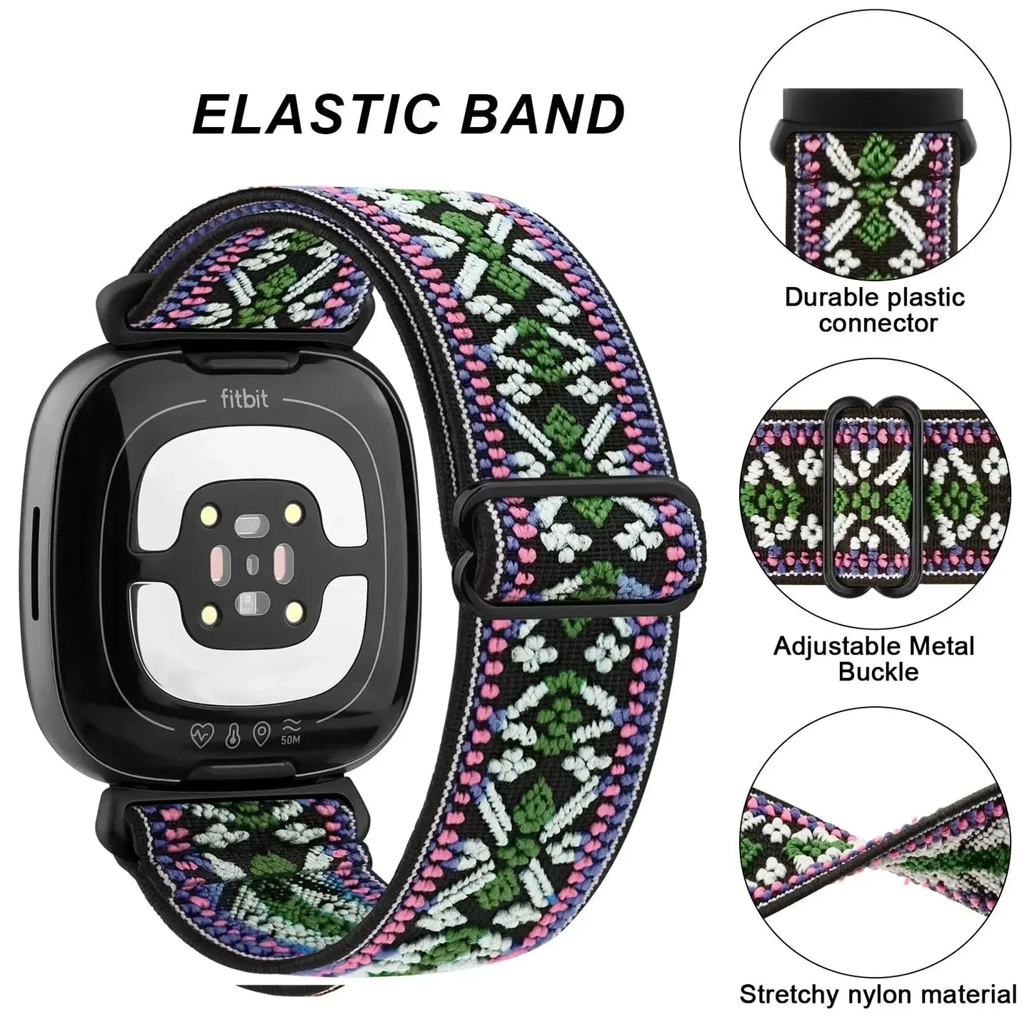 Fitbit Versa & Sense Elastic Nylon Band - Colorful Straps
