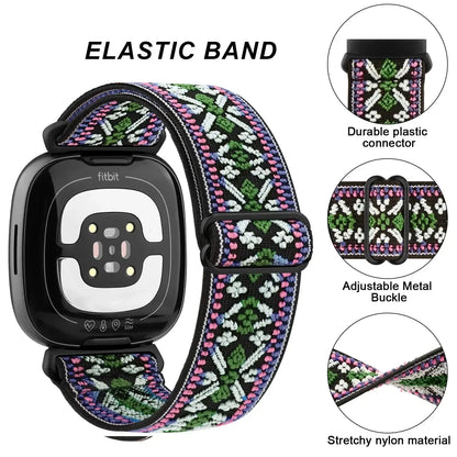 Fitbit Versa & Sense Elastic Nylon Band - Colorful Straps