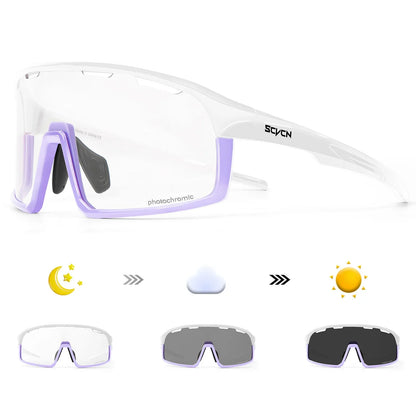 SCVCN Men Outdoor Sports Glasses Photochromic Sunglasses Bicycle Cycling Glasses Women Driving Bike Eyewear UV400 Hiking Goggles