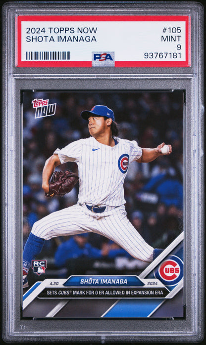 Graded 2024 Topps Now Shota Imanaga #105 Rookie RC Baseball Card PSA 9 Mint