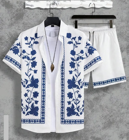 Hawaiian resort wear men beach shorts set