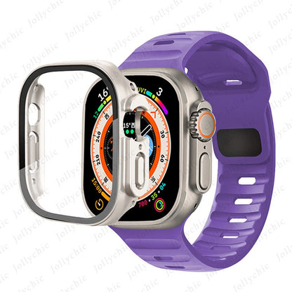 Silicone Sport Band+Case for Apple Watch Ultra Band Case Strap