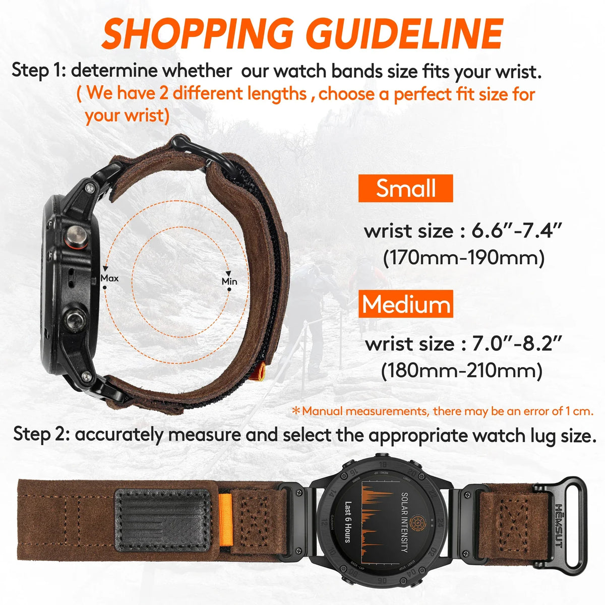 Garmin QuickFit 20/22/26mm Leather Loop Band with Orange Tab