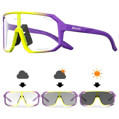 SCVCN Brand Photochromic Cycling Sunglasses UV400 Women Sports Running Eyewear Men Road Mountain Bicycle Glasses Bike Goggles
