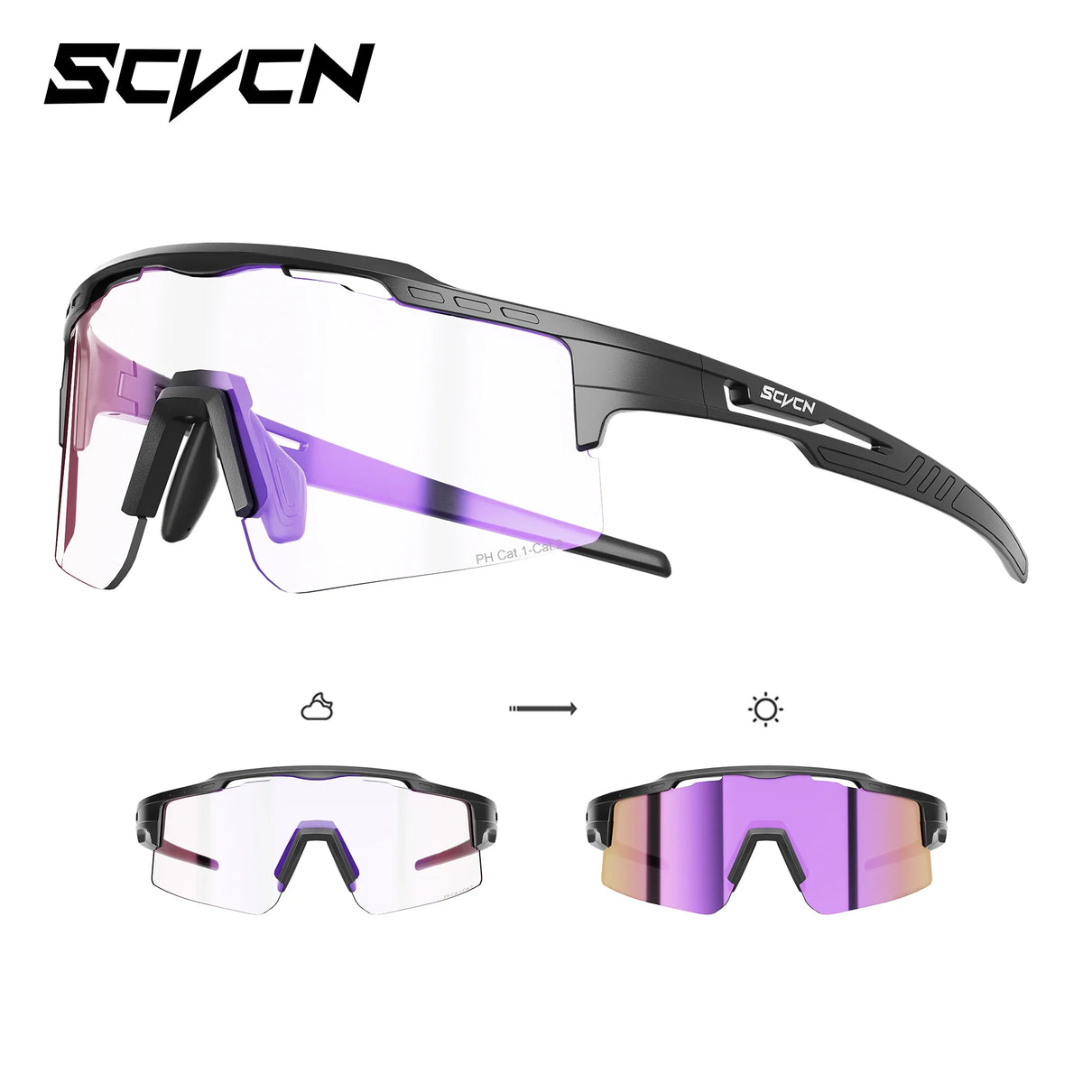SCVCN Hiking Eyewear Women UV400 Photochromic Bike Riding Sunglasses Outdoor Men Sports MTB Goggles Running Climbing Hydrophobic