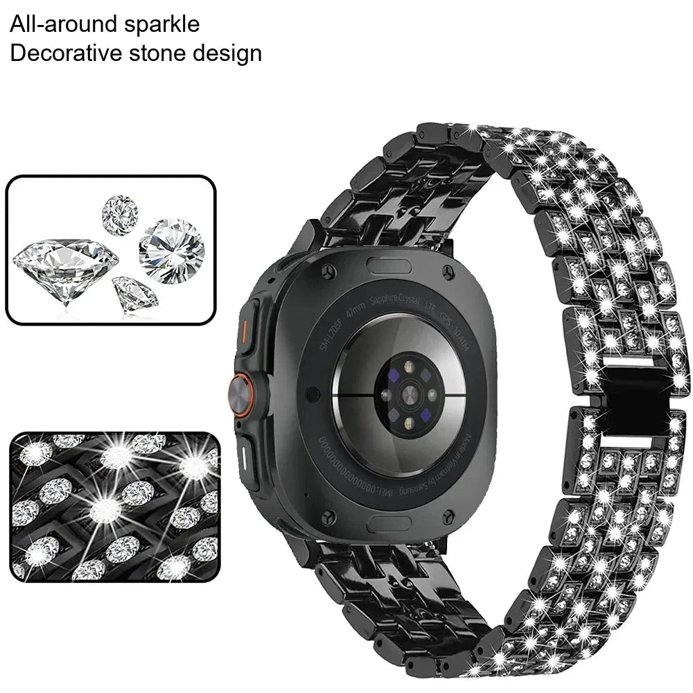 Samsung Galaxy Watch8, 8 Classic & 9 Rhinestone Steel Link Bracelet