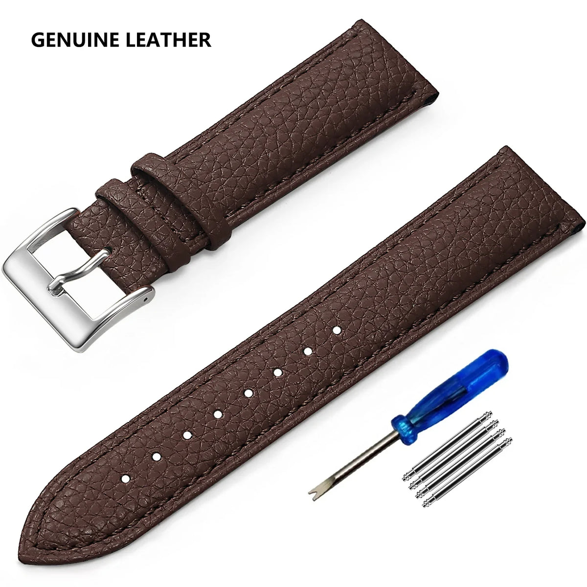 Samsung Galaxy Watch 7, 6, 5, 4 & FE Grained Leather Band, Spring Bars & Tool