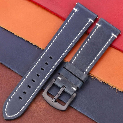 Suunto Race, Vertical & 9 Peak Contrast-Stitched Leather Buckle Band