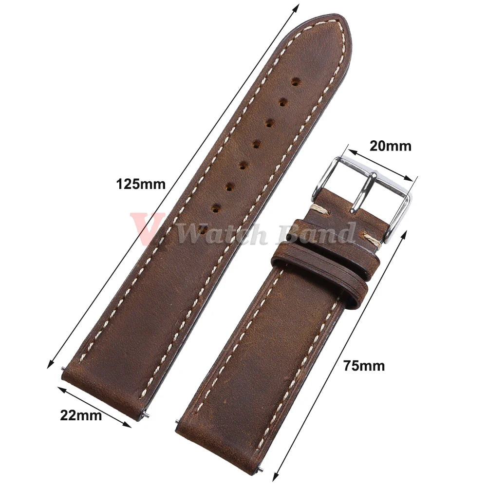 Samsung Galaxy Watch 7, 6, 5, 4 & FE Vintage Stitched Leather Band
