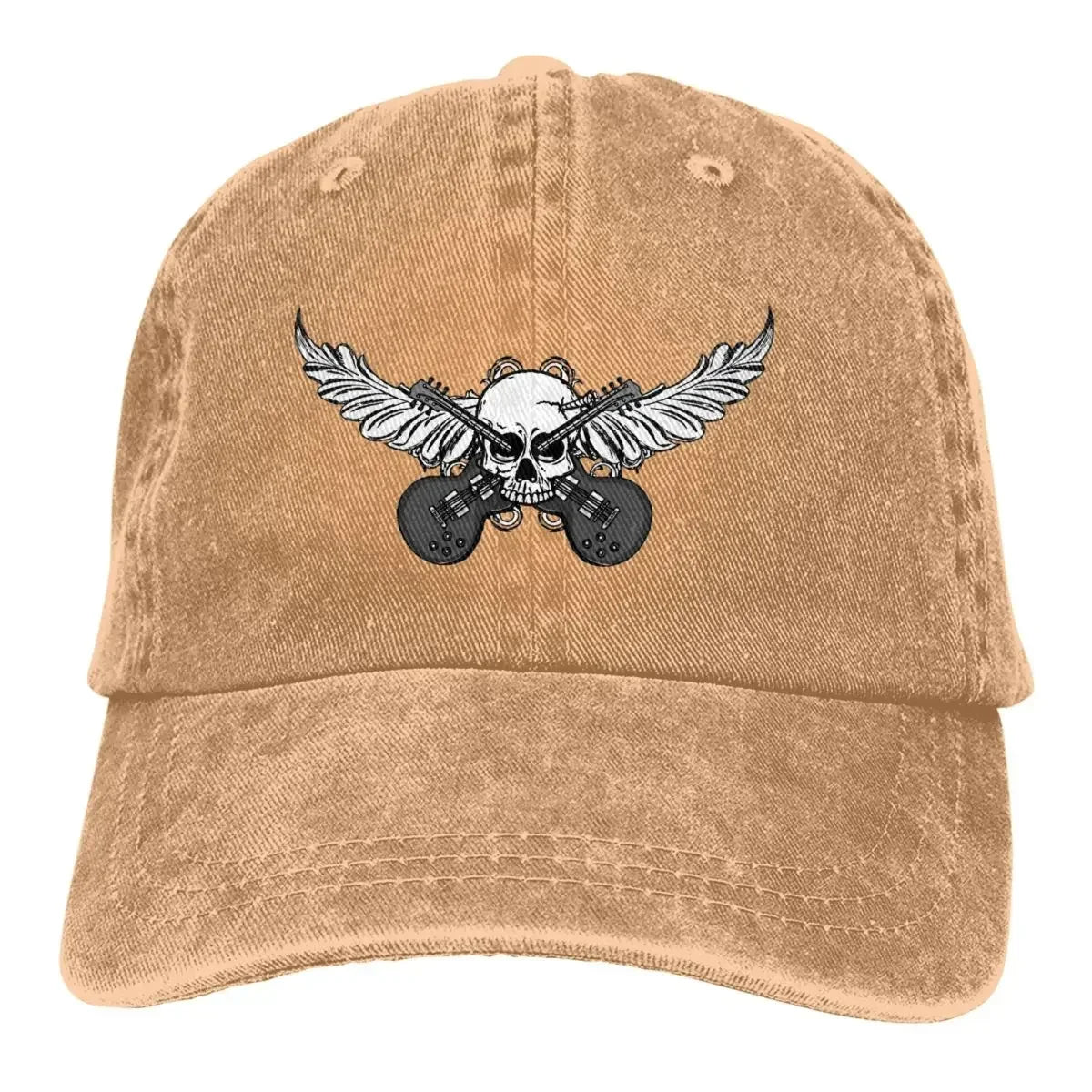 Guitar Rock Multicolor Skull Wing Baseball Caps