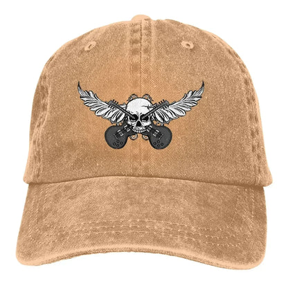 Guitar Rock Multicolor Skull Wing Baseball Caps
