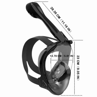 Full Face Snorkel Mask Diving Mask for Adults and Youths Anti-Leak Anti-Fog 180° Panoramic View with Camera Mount Safe Breathing
