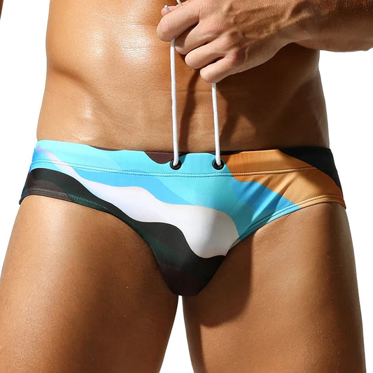 SEOBEAN Men's Swim Shorts Low-Waist Quick-Dry
