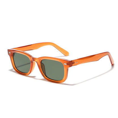 Retro Small Square Sunglasses Women Men Rivets Orange Shades Fashion Eyewear Luxury Sun Glasses UV400 Brand Oculus Female Gafas