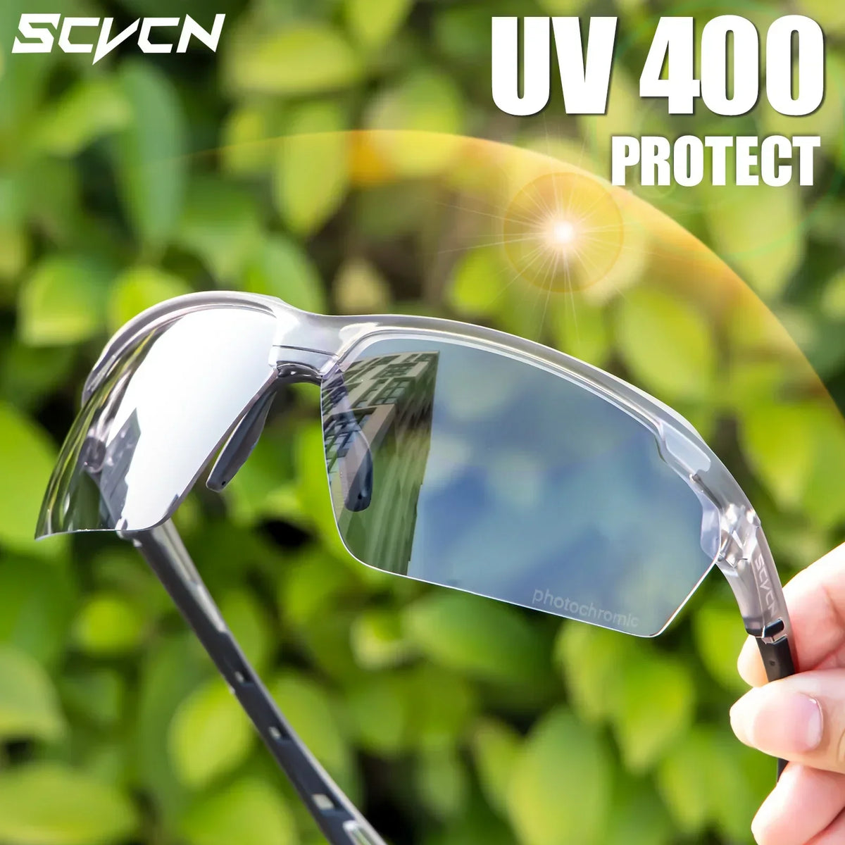 SCVCN New Photochromic Sunglasses Men Outdoor Cycling Glasses Bike MTB Road Bicycle UV400 Goggles Women Sports Hiking Glasses