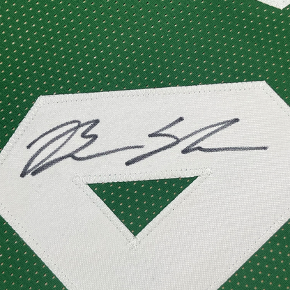 Framed Autographed/Signed Brian Scalabrine 35x39 Boston Green Basketball Jersey JSA COA