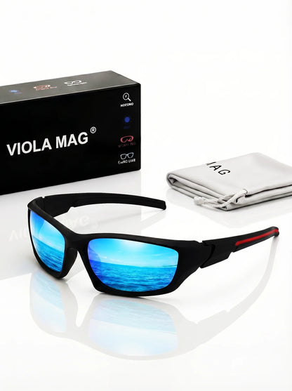 VIOLA MAG Premium  Sports Sunglasses, Ultra-Light TR90 Frame  Wrap Around Eyewear, Fashion Driving Fishing Shades with Luxury Ve