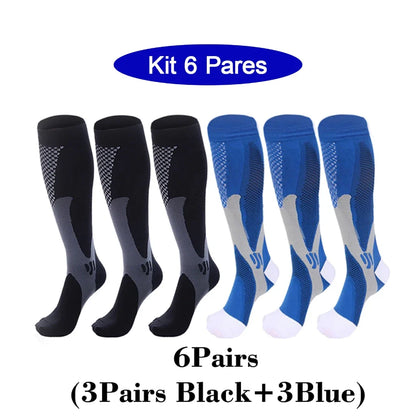 6Pairs Compression Socks 20-30mmHg High Stockings Men & Women Sports Marathon Cycling Football Varicose Veins EU35-45
