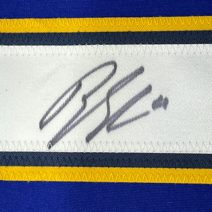 Framed Autographed/Signed Brayden Schenn 35x39 St. Louis Blue Hockey Jersey JSA COA