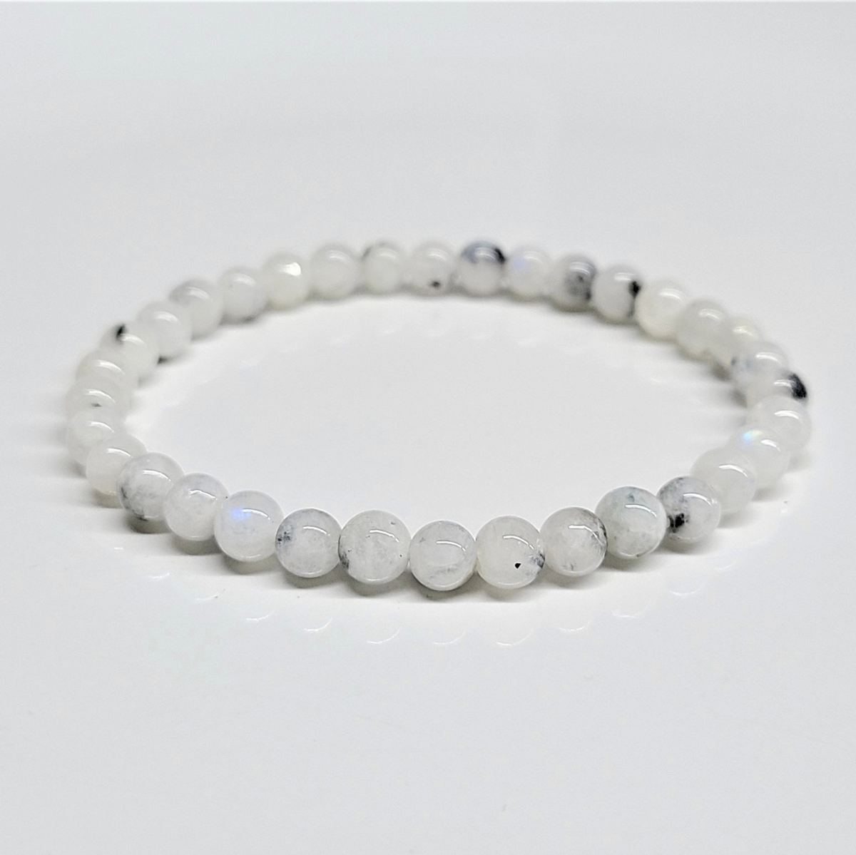Rainbow Moonstone Round Bead Bracelet - The Goddess Stone