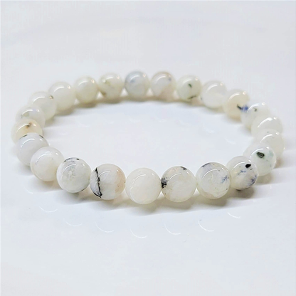 Rainbow Moonstone Round Bead Bracelet - The Goddess Stone