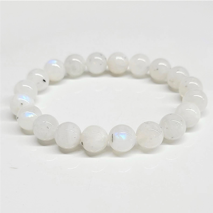 Rainbow Moonstone Round Bead Bracelet - The Goddess Stone