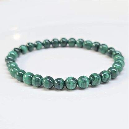Malachite Round Bead Bracelet - Stone of Transformation & Fidelity